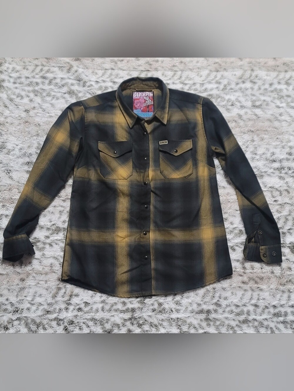DIXXON Men's Black & Yellow Plaid Button-Down Shirt